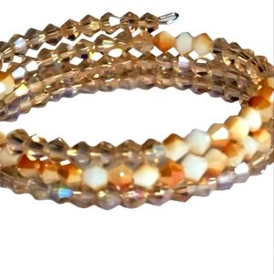 SWAROVSKI BEAD SHADED CHAMPAGNE 3 STRAND SPARKLE DESIGNER MEMORY BRACELET